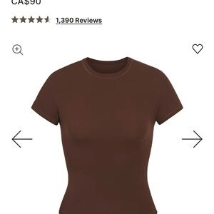 skims brown tee shirt size xs
